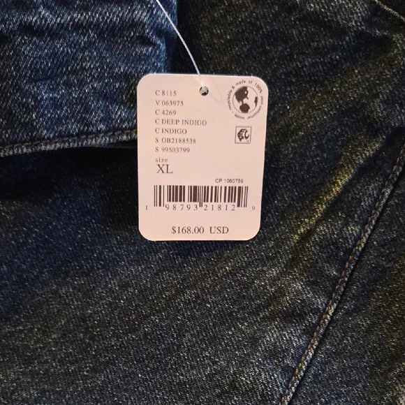 Free People Blue Denim Jean Jacket Size XL - Picture 5 of 8